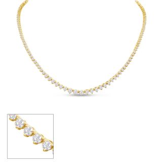 Graduated 5 Carat Diamond Tennis Necklace In 14 Karat Yellow Gold, 16 Inches