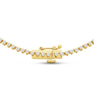 Graduated 5 Carat Diamond Tennis Necklace In 14 Karat Yellow Gold, 16 Inches