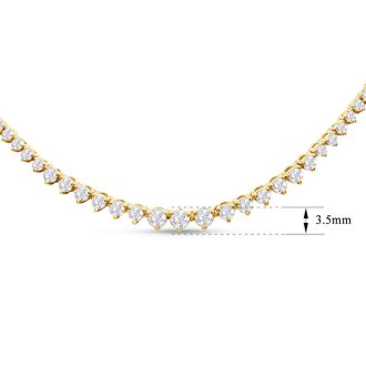 Graduated 5 Carat Diamond Tennis Necklace In 14 Karat Yellow Gold, 16 Inches
