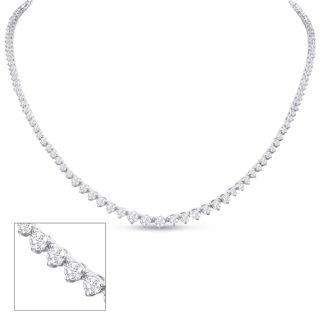 Graduated 5 Carat Diamond Tennis Necklace In 14 Karat White Gold, 17 Inches
