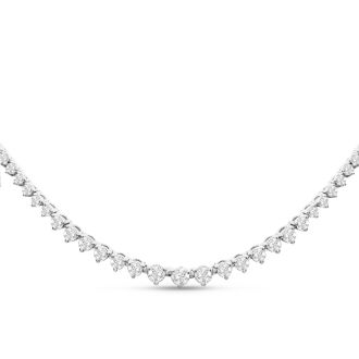 Graduated 5 Carat Diamond Tennis Necklace In 14 Karat White Gold, 17 Inches