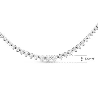 Graduated 5 1/2 Carat Diamond Tennis Necklace In 14 Karat White Gold, 18 Inches