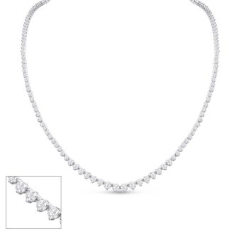 Graduated 6 1/2 Carat Diamond Tennis Necklace In 14 Karat White Gold, 22 Inches