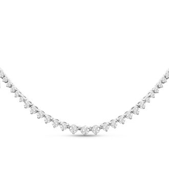 Graduated 6 1/2 Carat Diamond Tennis Necklace In 14 Karat White Gold, 22 Inches