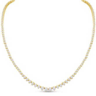 Graduated 7 Carat Diamond Tennis Necklace In 14 Karat Yellow Gold, 24 Inches