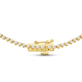 Graduated 7 Carat Diamond Tennis Necklace In 14 Karat Yellow Gold, 24 Inches
