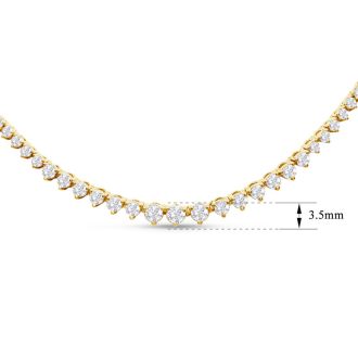 Graduated 7 Carat Diamond Tennis Necklace In 14 Karat Yellow Gold, 24 Inches
