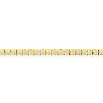 2.40 Carat Diamond Mens Tennis bracelet In 14 Karat Yellow Gold, 8 1/2 Inches