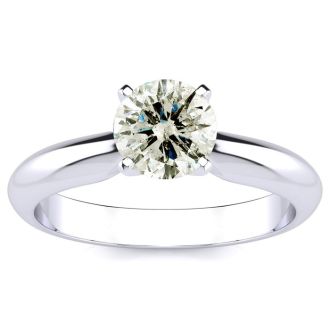 1.25 Carat Natural Diamond Solitaire Engagement Ring In 14K White Gold. Incredible Deal On A Diamond Much Bigger Than 1 Carat