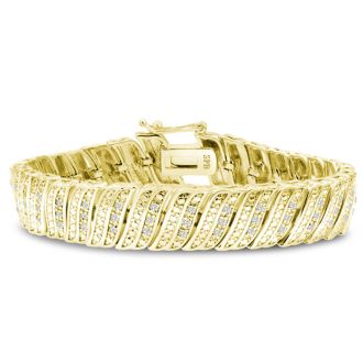 1 Carat Diamond Wave Bracelet With Yellow Gold Overlay, 7 Inches. Sold Out In 1 Day And Finally Back In Stock!