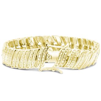 1 Carat Diamond Wave Bracelet With Yellow Gold Overlay, 7 Inches. Sold Out In 1 Day And Finally Back In Stock!