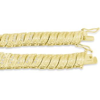 1 Carat Diamond Wave Bracelet With Yellow Gold Overlay, 7 Inches. Sold Out In 1 Day And Finally Back In Stock!