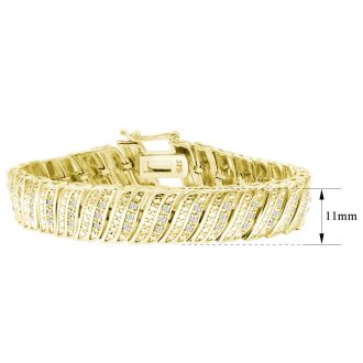 1 Carat Diamond Wave Bracelet With Yellow Gold Overlay, 7 Inches. Sold Out In 1 Day And Finally Back In Stock!