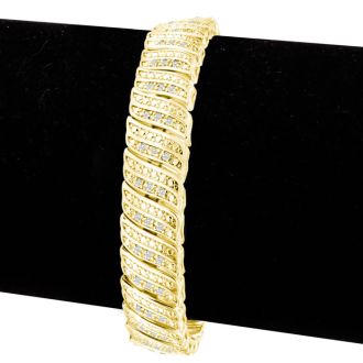 1 Carat Diamond Wave Bracelet With Yellow Gold Overlay, 7 Inches. Sold Out In 1 Day And Finally Back In Stock!