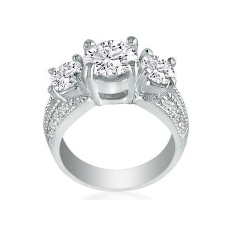 3 3/4ct Three Diamond Ring in 14k White Gold