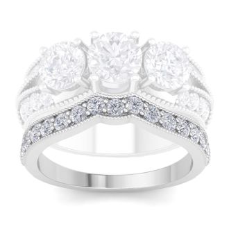 1/2 Carat Diamond Wedding Band Ring in 14 Karat White Gold