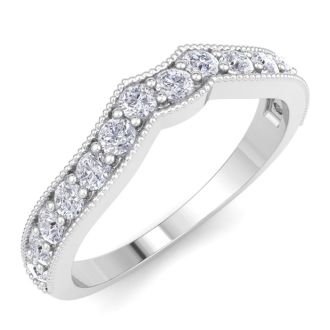 1/2 Carat Diamond Wedding Band Ring in 14 Karat White Gold