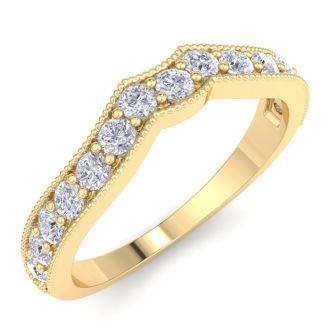 1/2 Carat Diamond Wedding Band Ring in 14 Karat Yellow Gold