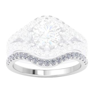 1/3 Carat Fancy Diamond Wedding Band Ring In 14 Karat White Gold