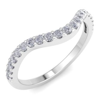 1/3 Carat Fancy Diamond Wedding Band Ring In 14 Karat White Gold
