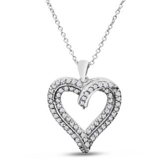 1/2 Carat Diamond Heart Necklace, 17 Inches. Our Lowest Cost Big Diamond Heart!  Perfect For Valentines