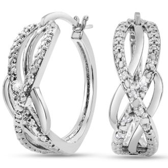 16 Diamond Infinity Diamond Hoop Earrings, 3/4 Inch. Brand New Gorgeous Style!  