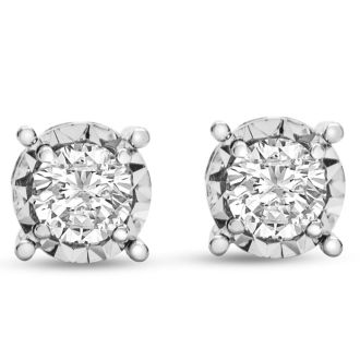 1 Carat Diamond Miracle Stud Earrings In 14 Karat White Gold. Brand New And Super-Hot!