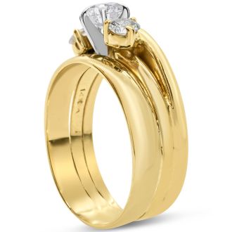 Previously Owned 1 Carat Diamond Bridal Set In Yellow Gold, Size 8