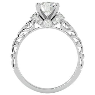 1 3/4 Carat Vintage Moissanite Engagement Ring In 14 Karat White Gold