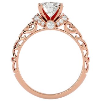1 3/4 Carat Vintage Moissanite Engagement Ring In 14 Karat Rose Gold