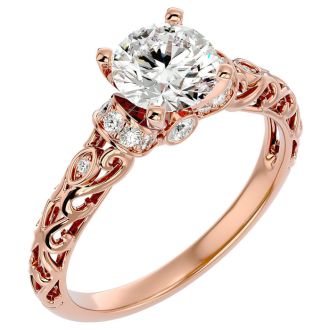 2 1/4 Carat Vintage Moissanite Engagement Ring In 14 Karat Rose Gold