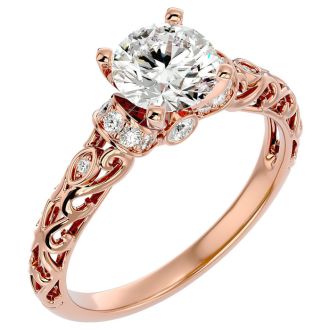 2 1/4 Carat Vintage Diamond Engagement Ring In 14 Karat Rose Gold