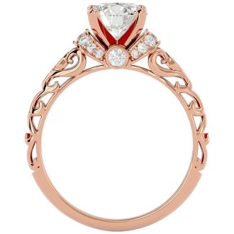 2 1/4 Carat Vintage Diamond Engagement Ring In 14 Karat Rose Gold