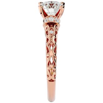 2 1/4 Carat Vintage Diamond Engagement Ring In 14 Karat Rose Gold