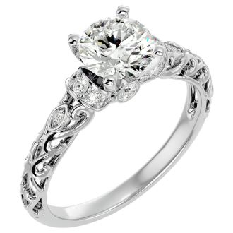 2 1/4 Carat Vintage Diamond Engagement Ring In 14 Karat White Gold