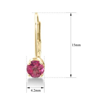 Pink Gemstones 1/2 Carat Pink Topaz Leverback Earrings In 14 Karat Yellow Gold