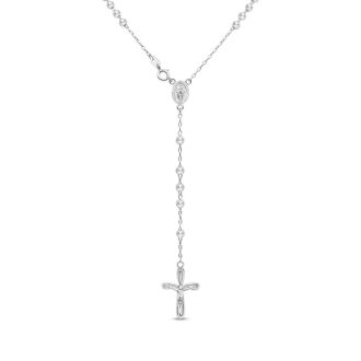 Sterling Silver Rosary Cross Necklace With Y Strand on 4mm Ball Chain, 18 Inches