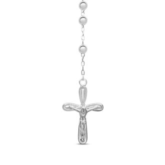 Sterling Silver Rosary Cross Necklace With Y Strand on 4mm Ball Chain, 18 Inches