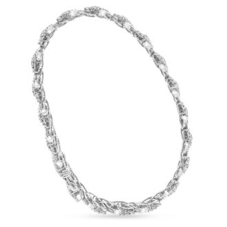 5 Carat Baguette and Round Diamond Bracelet In White Gold, 7 Inches. Incredible Designer Closeout!  Opportunity Buy!