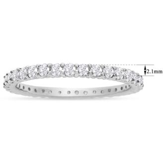 1 Carat Round Diamond Eternity Ring In 14 Karat White Gold, Ring Size 7.5