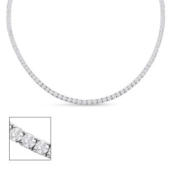 11 Carat Diamond Tennis Necklace In 14 Karat White Gold, 18 Inches