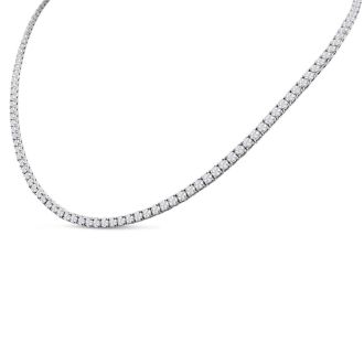 13 Carat Diamond Tennis Necklace In 14 Karat White Gold, 22 Inches