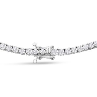 13 Carat Diamond Tennis Necklace In 14 Karat White Gold, 22 Inches