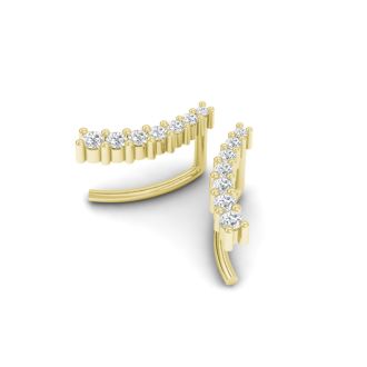 1/5ct Diamond Ear Climbers In 14K Yellow Gold