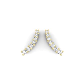 1/5ct Diamond Ear Climbers In 14K Yellow Gold