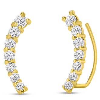 1/2ct Diamond Ear Climbers In 14K Yellow Gold