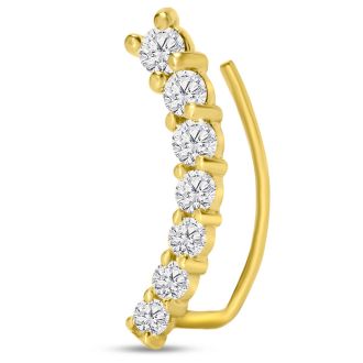 1/2ct Diamond Ear Climbers In 14K Yellow Gold