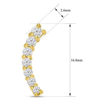 1/2ct Diamond Ear Climbers In 14K Yellow Gold