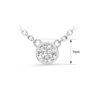 1/3 Carat Bezel Set Diamond Solitaire Necklace In Sterling Silver, 16-18 Inches