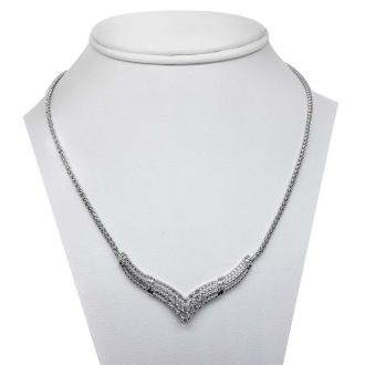 Beautiful, Sizzling 1/2 Carat Diamond Necklace and Omega Hoop Earring Set. Matching Jewelry Is Wonderful!